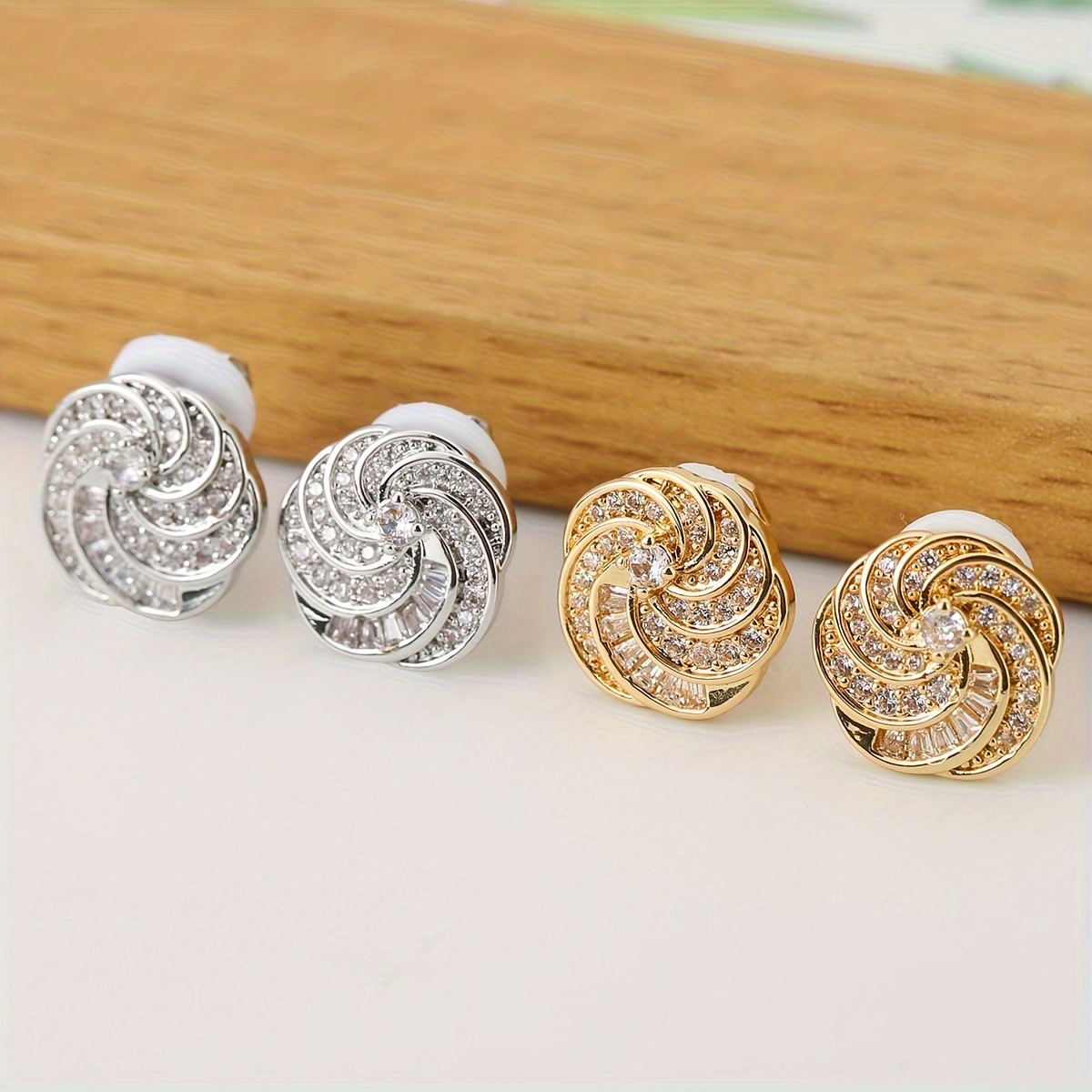 Premium Synthetic Zirconia Earrings with Dynamic Light Effects